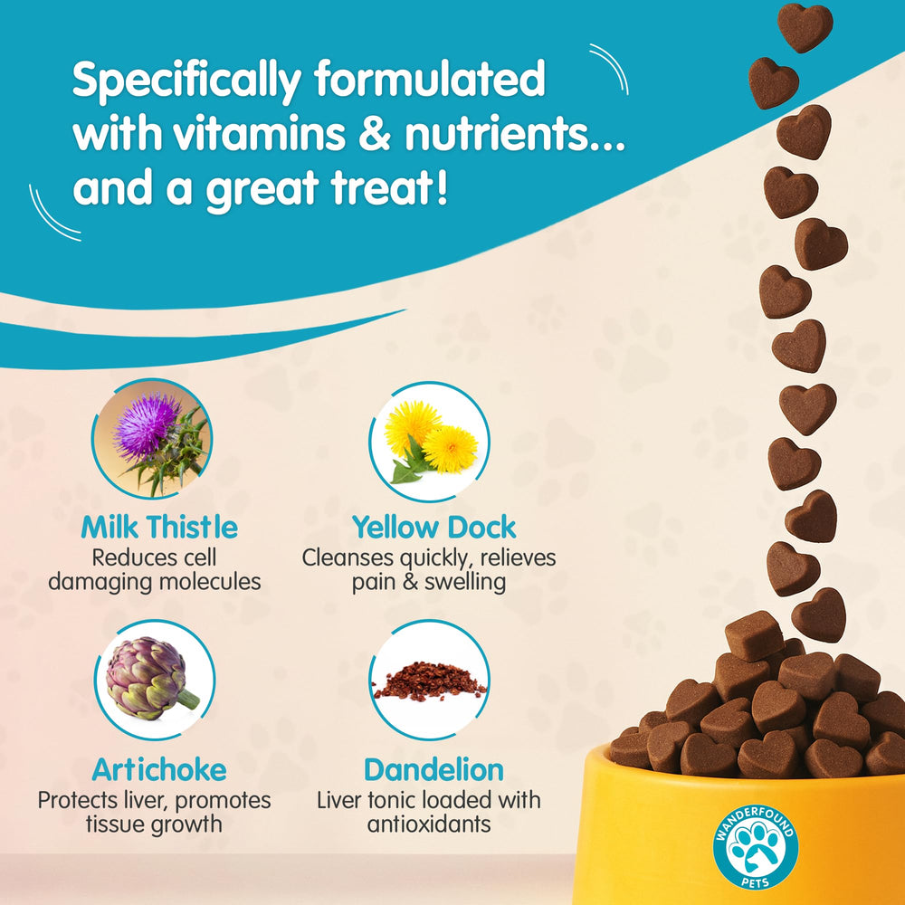 Wanderfound Milk Thistle chews close-up emphasizes palatable daily liver care