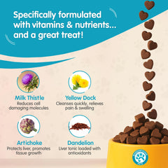 Wanderfound Milk Thistle chews close-up emphasizes palatable daily liver care