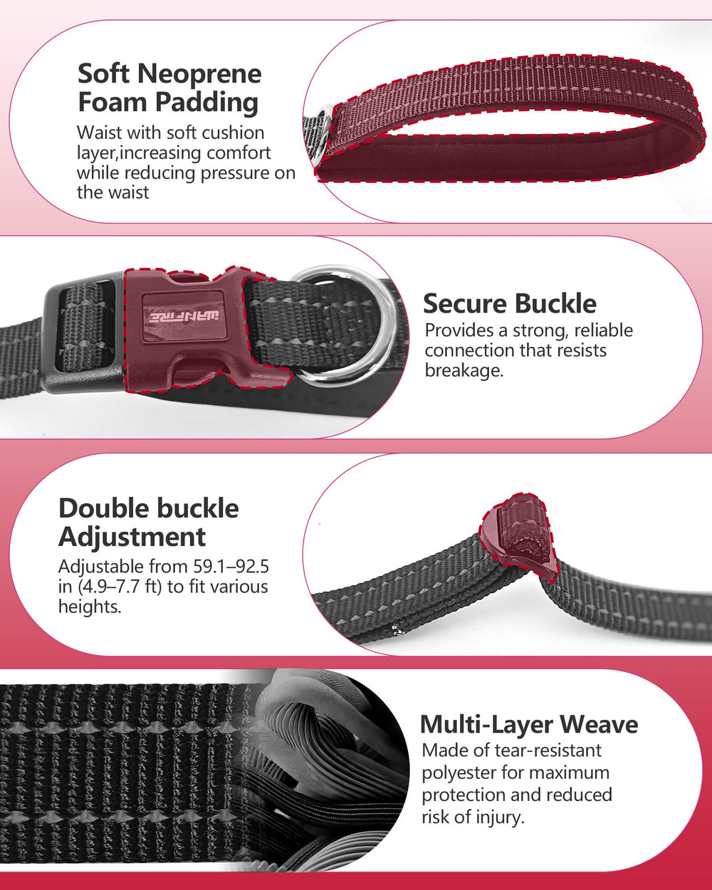 WANFIRE belt and crossbody use for hands-free two-dog outings