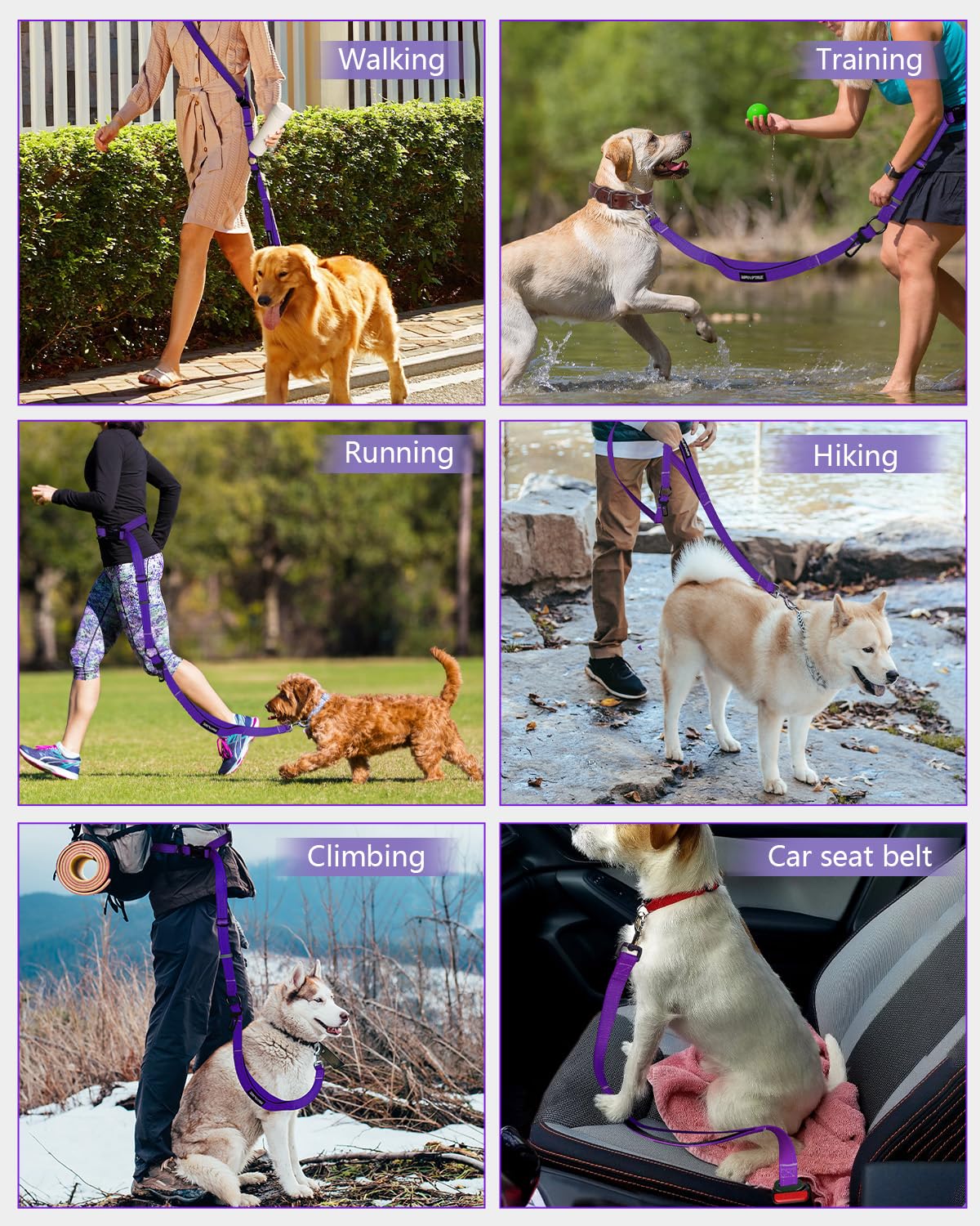 WANFIRE dog leash reflective stitching increases visibility at night.