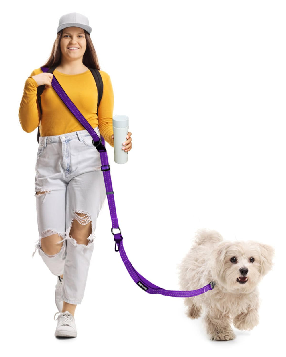 WANFIRE hands-free dog leash with shoulder strap for versatile walks and runs.