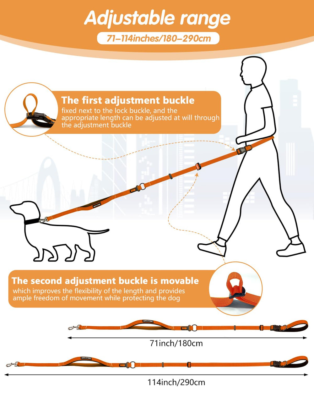 WANFIRE hands-free leash worn as a waist belt for secure jogs.
