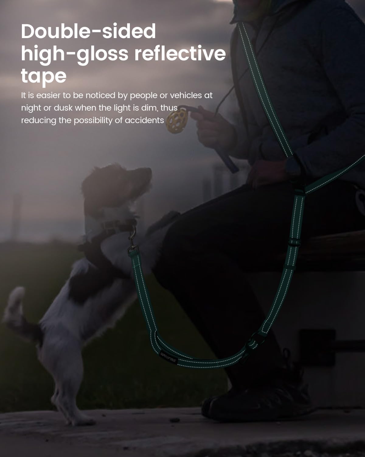 WANFIRE hands-free leash 360-degree rotating lock prevents tangling.