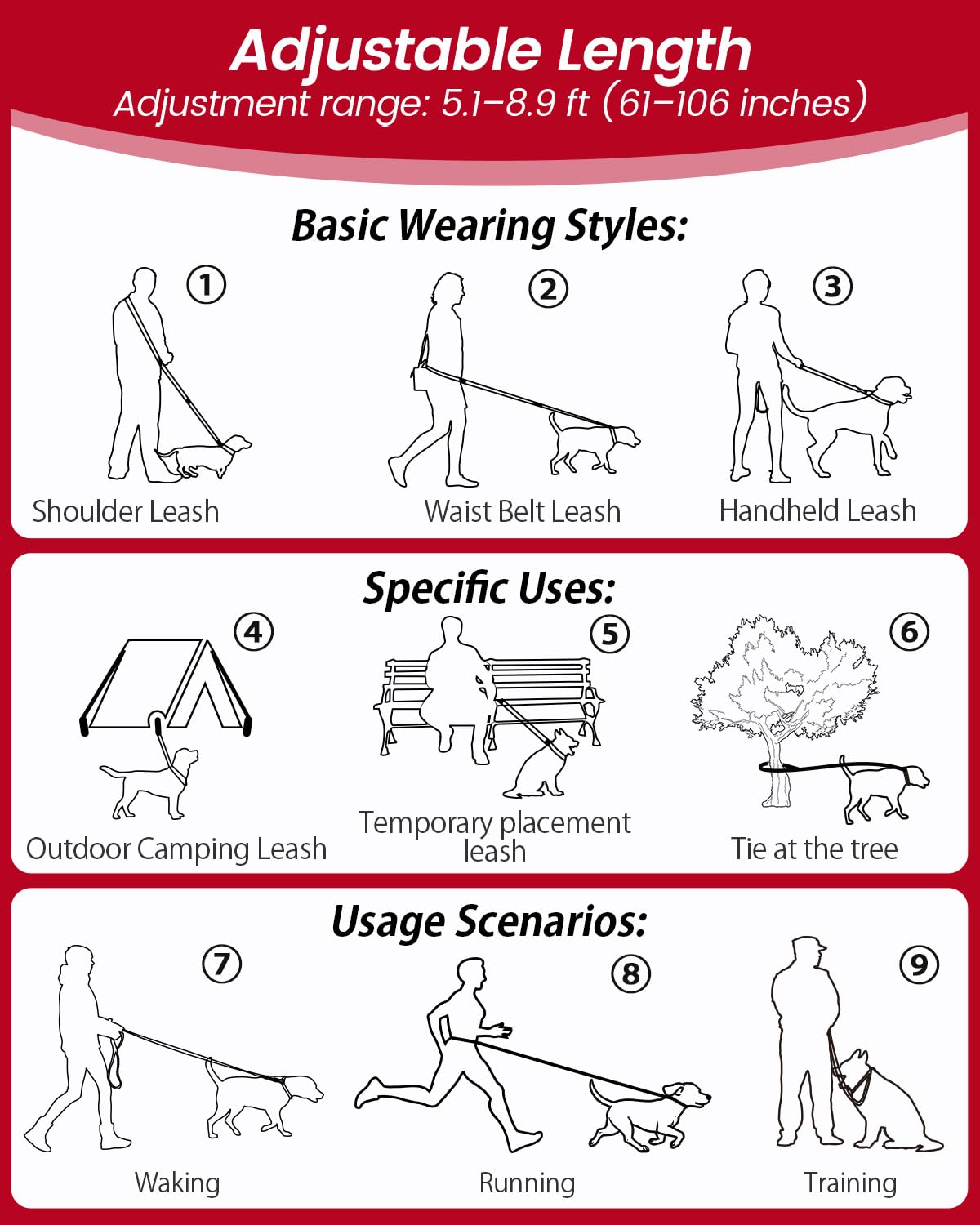 WANFIRE lightweight leash ideal for small to medium dogs on adventures