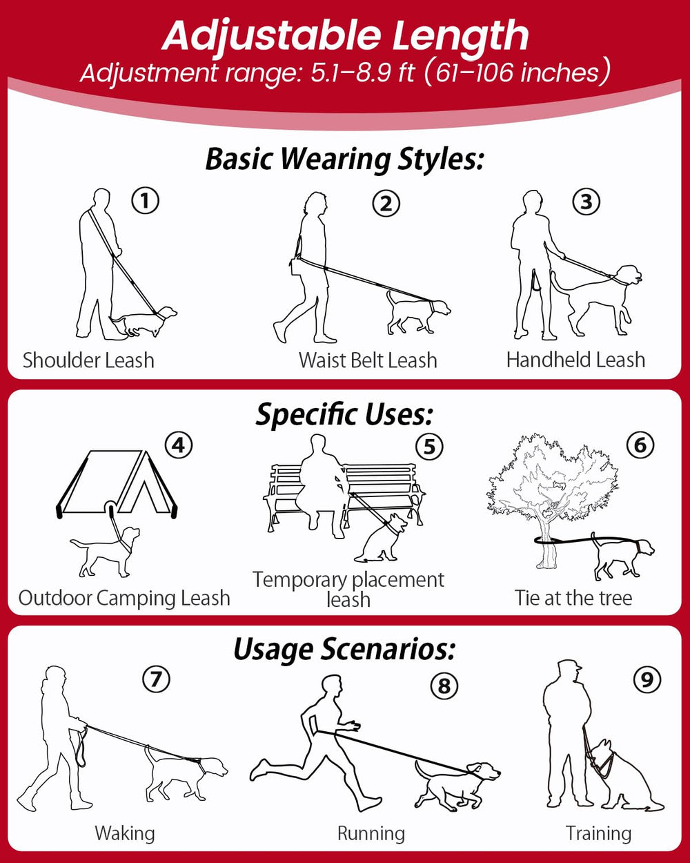 WANFIRE lightweight leash ideal for small to medium dogs on adventures