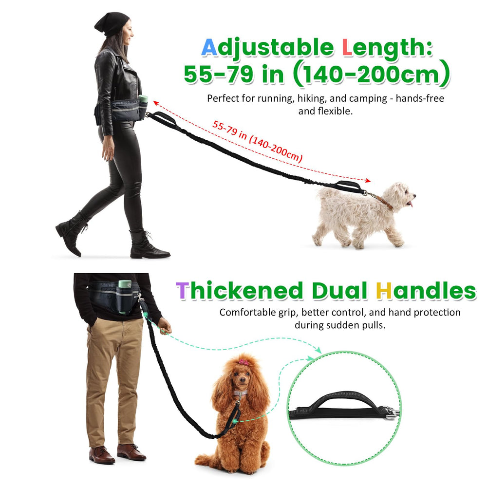 WANFIRE retractable leash 1.4–2m for flexible control during walks.