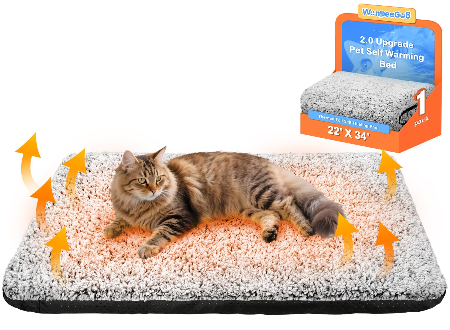 WanpeeGoo self-warming bed with foil interior reflecting warmth for cozy naps.
