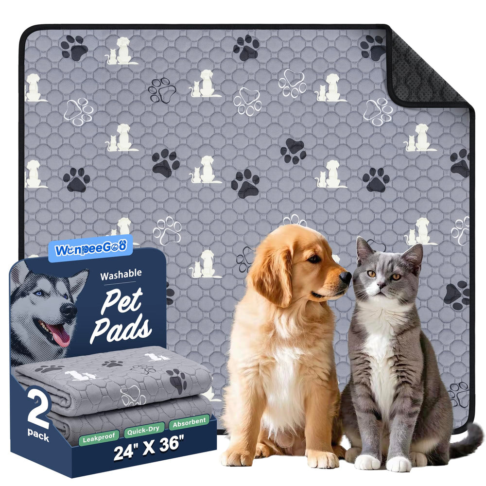 WanpeeGoo washable pee pad on floor showing dual-pack setup for easy training