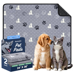WanpeeGoo washable pee pad on floor showing dual-pack setup for easy training
