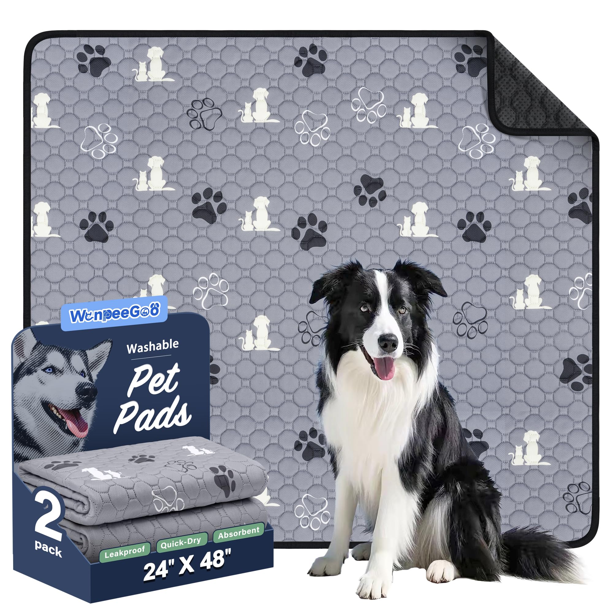 WanpeeGoo washable pee pad 2-pack for convenient puppy training and cleaning.