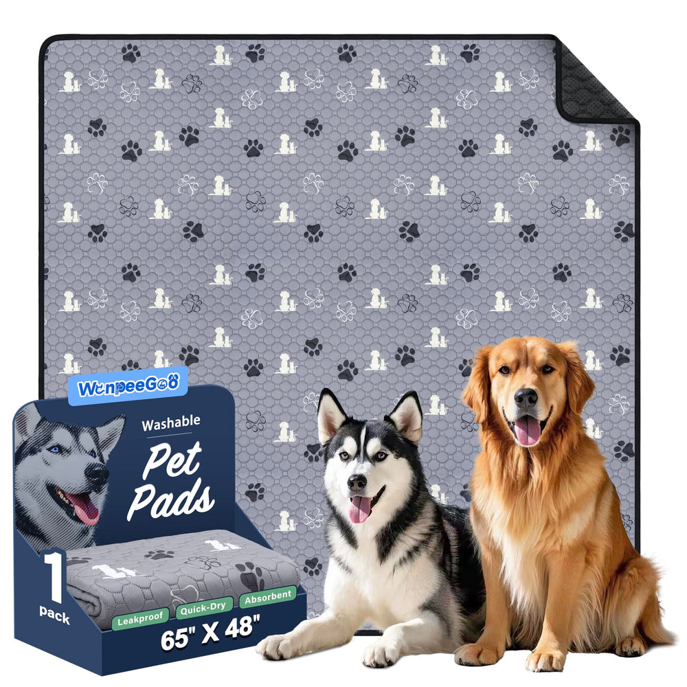 WanpeeGoo washable pee pad on floor protects training surfaces.