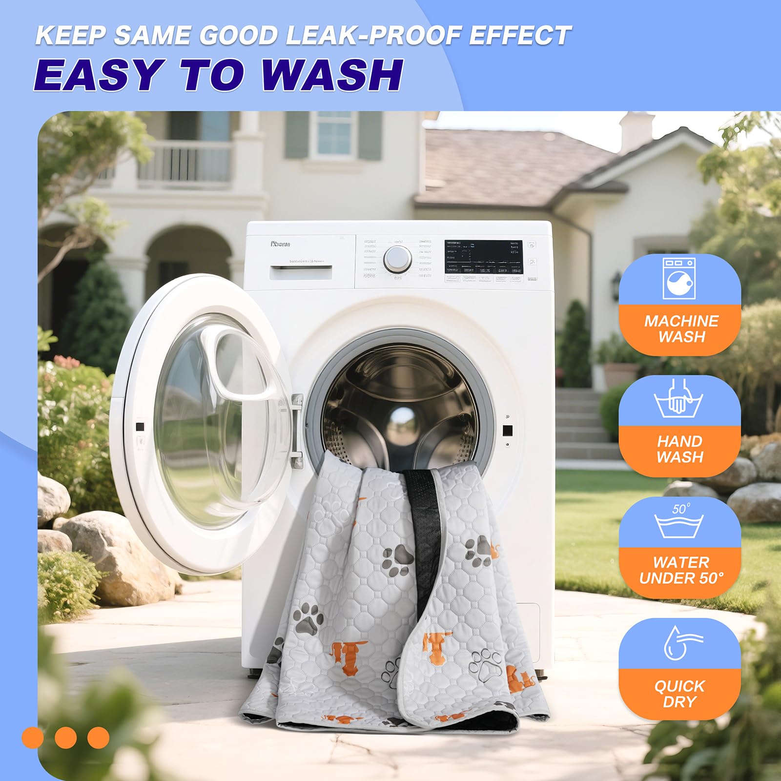 WanpeeGoo washable pee pad with cute pattern brightens any crate.