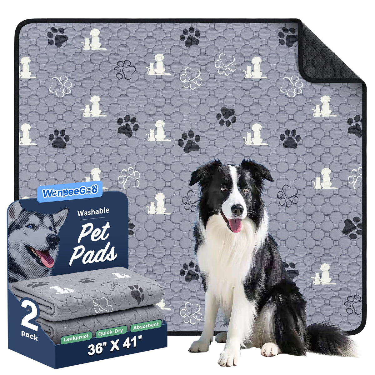 WanpeeGoo washable dog pee pad in 36x41 inches for training and reuse.