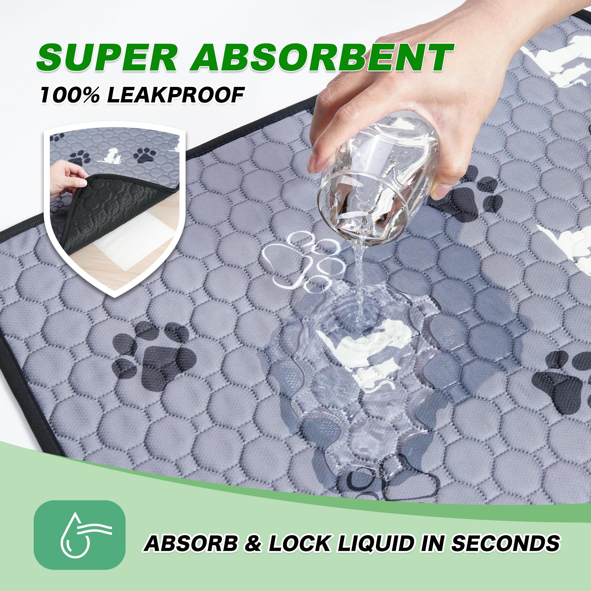 WanpeeGoo pee pad waterproof layer close-up highlighting leakproof protection
