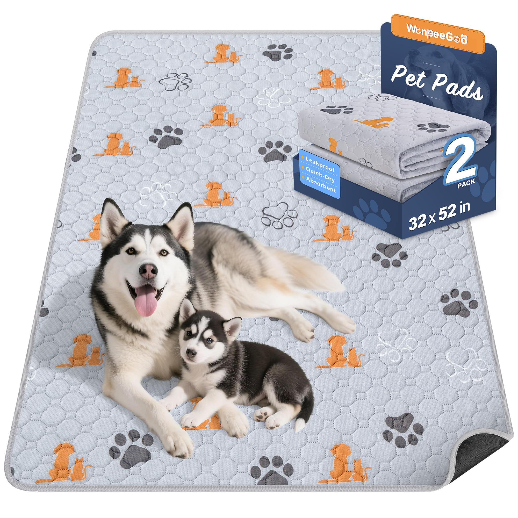 WanpeeGoo washable pee pads 32x52 with non-slip bottom for secure training