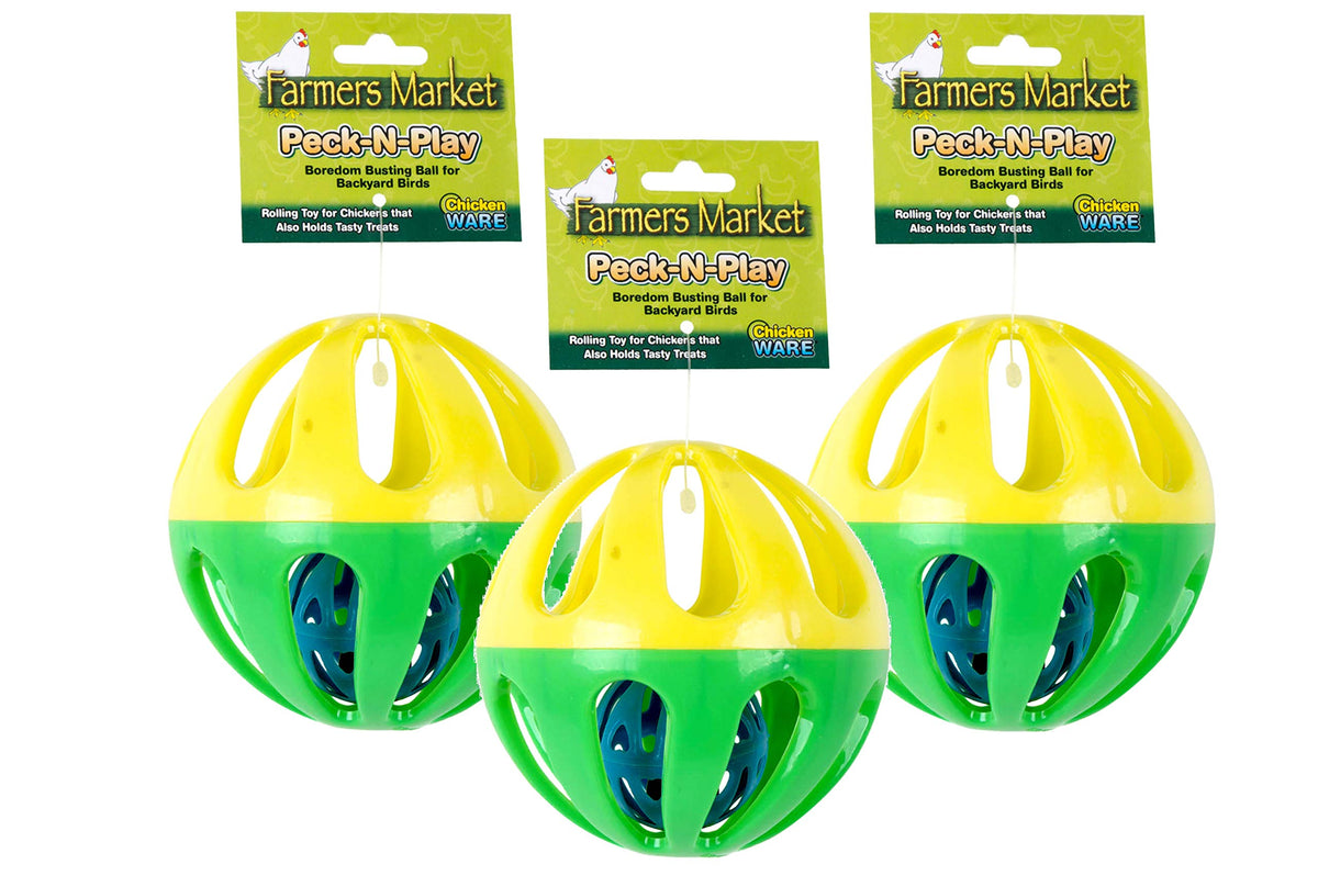 Ware Manufacturing Peck N Play Chicken Ball Toy with three balls for engaging hens.