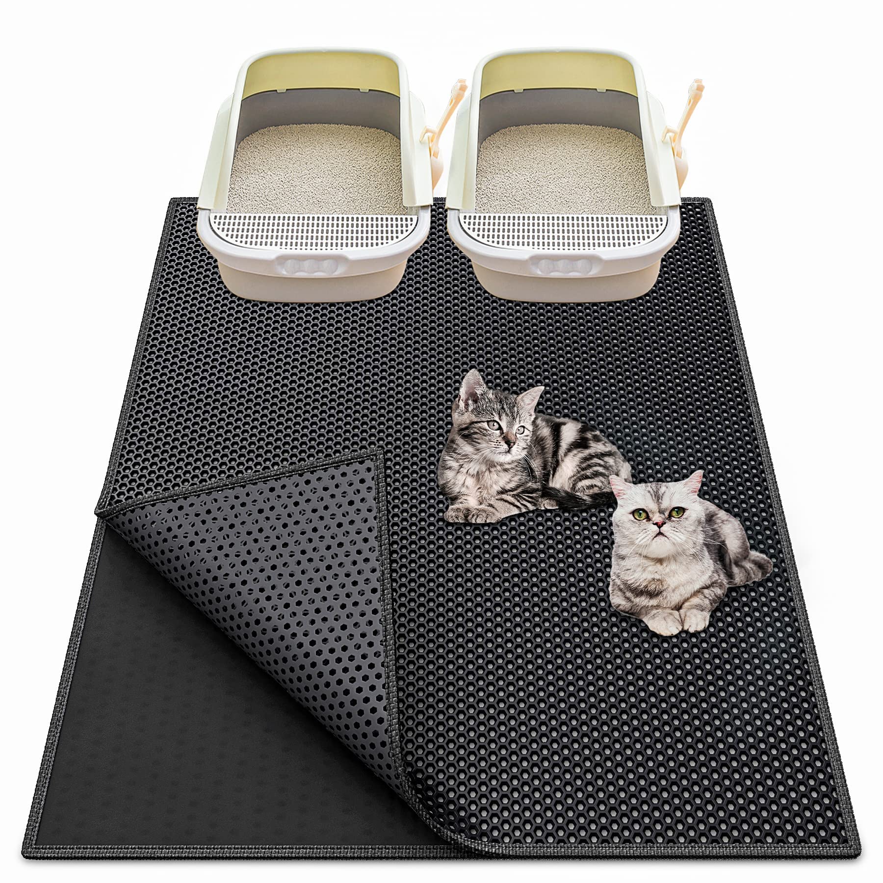 Waretary cat litter mat 36x30 under-box waterproof bottom protects floors.