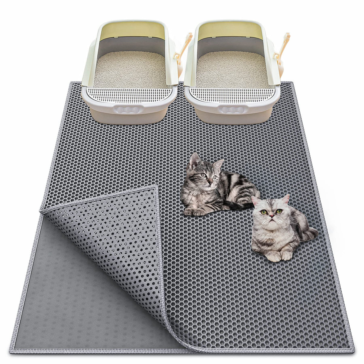 Waretary Cat Litter Mat 36x30 showcases large size trapping litter under the box