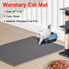 Waretary mat double-layer construction separates litter from paws for easy cleanup.