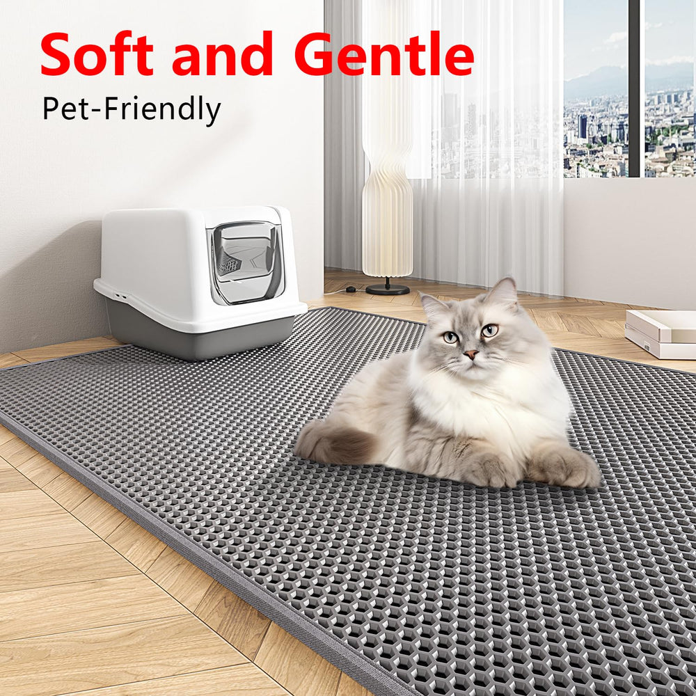 Waretary mat fits under most litter boxes for comprehensive control.