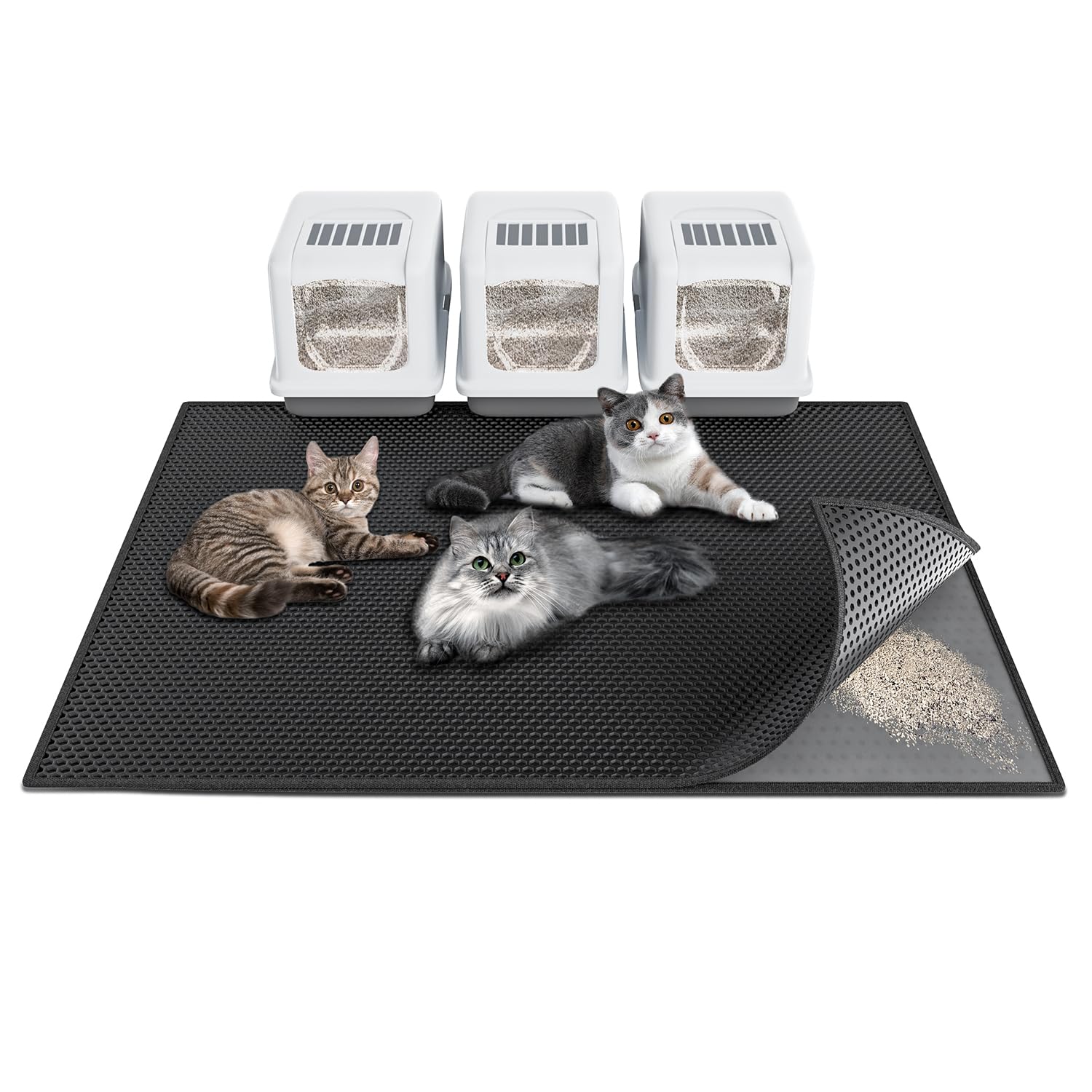 Waretary cat litter mat under the box traps litter for a cleaner floor