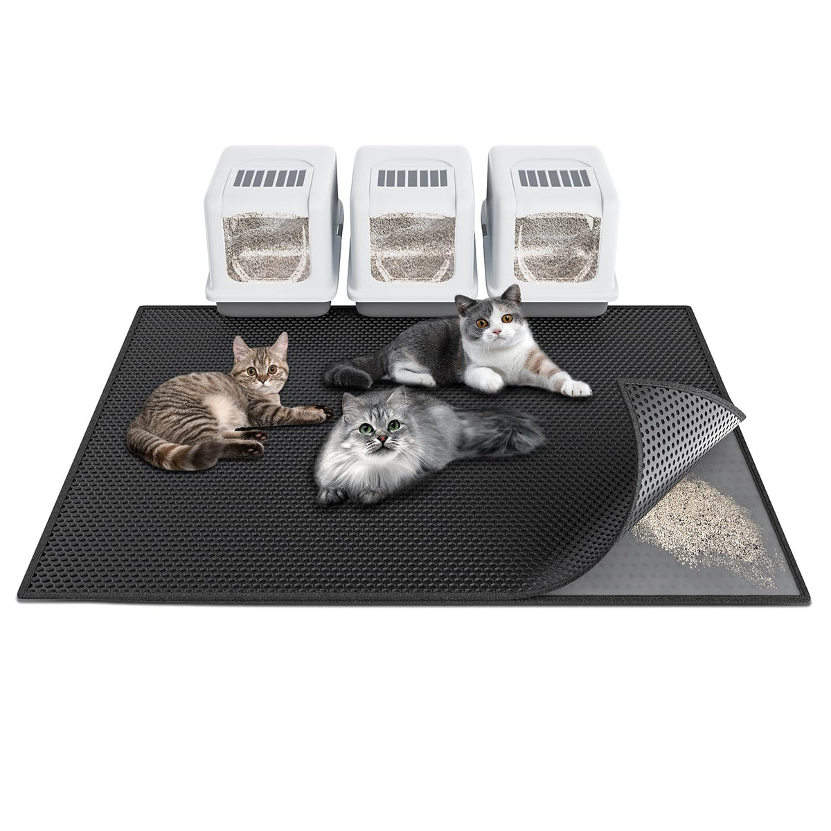 Waretary cat litter mat under the box traps litter for a cleaner floor