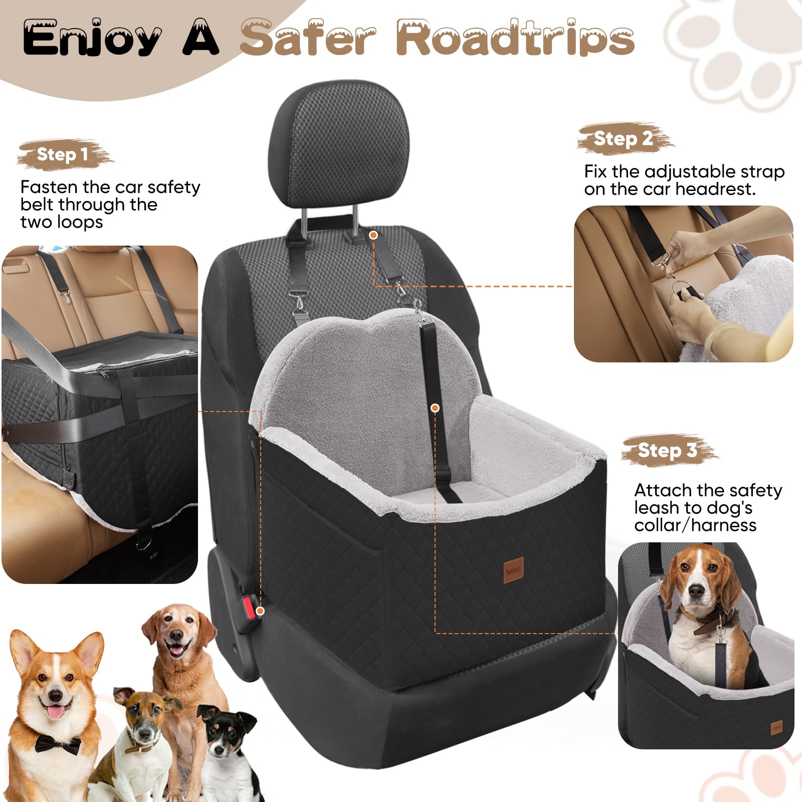 WarmInsula booster seat with safety belt for secure travels.
