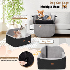 WarmInsula dog booster seat side pockets store essentials during trips.