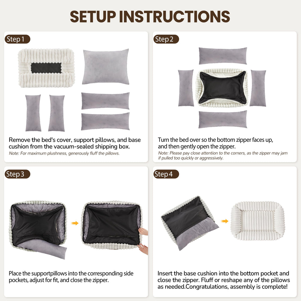 Warmrest crushed foam fill—soft yet supportive loft.