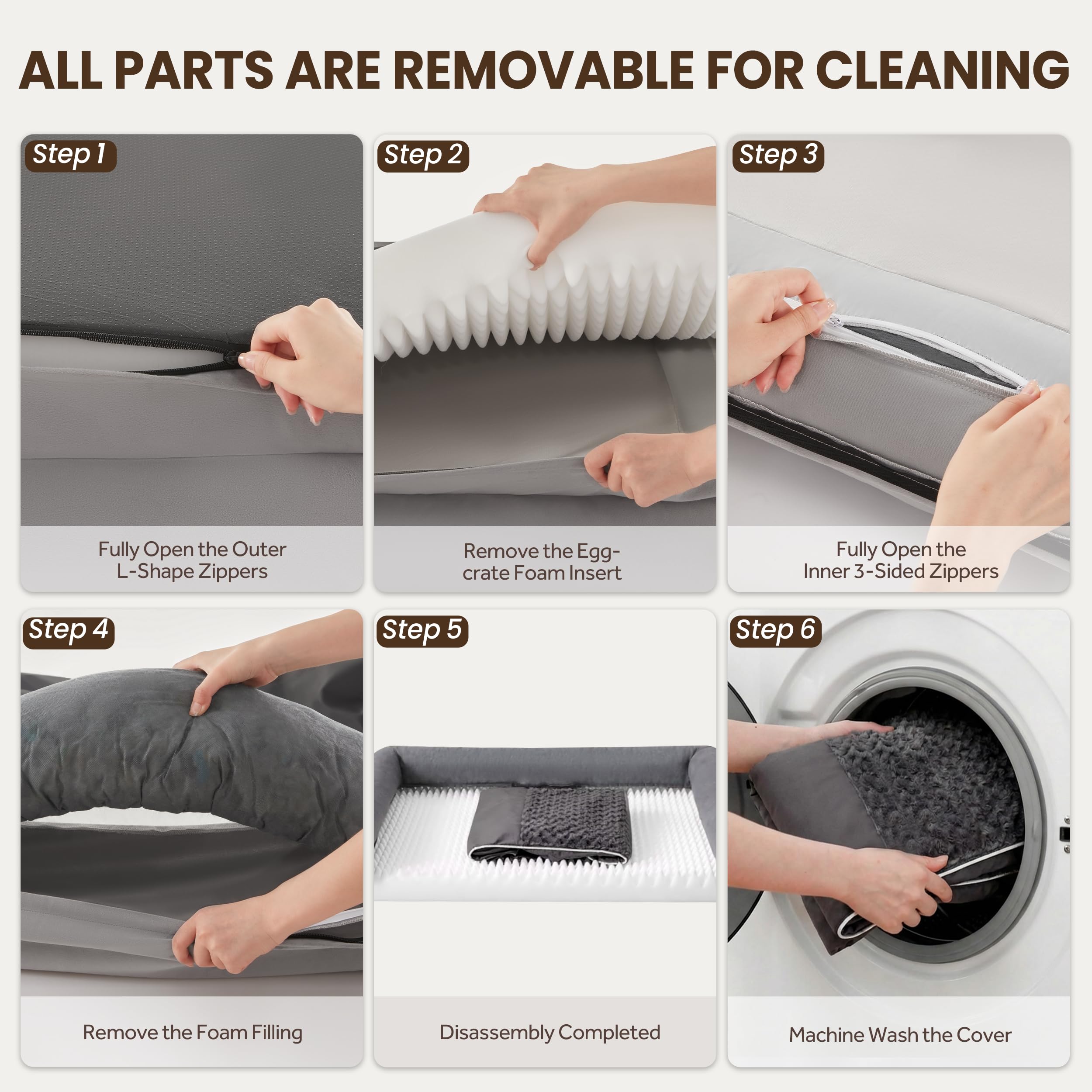 Warmrest removable cover with L-shaped zipper for easy washing