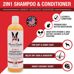 Warren London 2-in-1 shampoo bottle pour shows controlled, mess-free application.