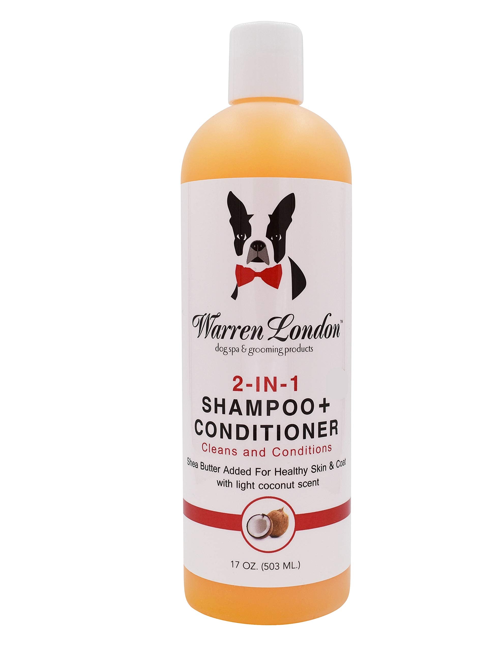 Warren London 2-in-1 shampoo bottle for at-home pet grooming and convenience.