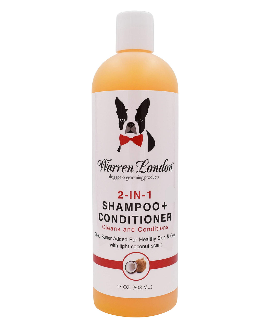 Warren London 2-in-1 shampoo bottle for at-home pet grooming and convenience.