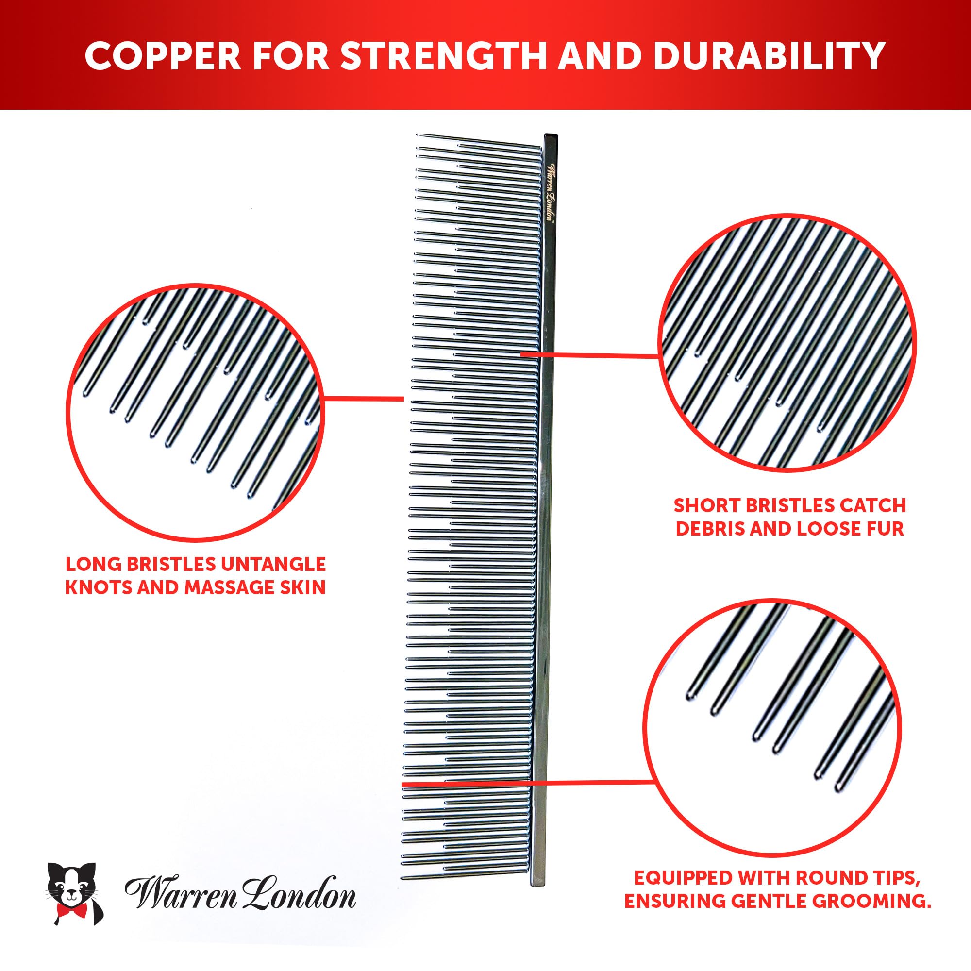 Warren London Carding Cat Comb long bristles untangling knots and fur