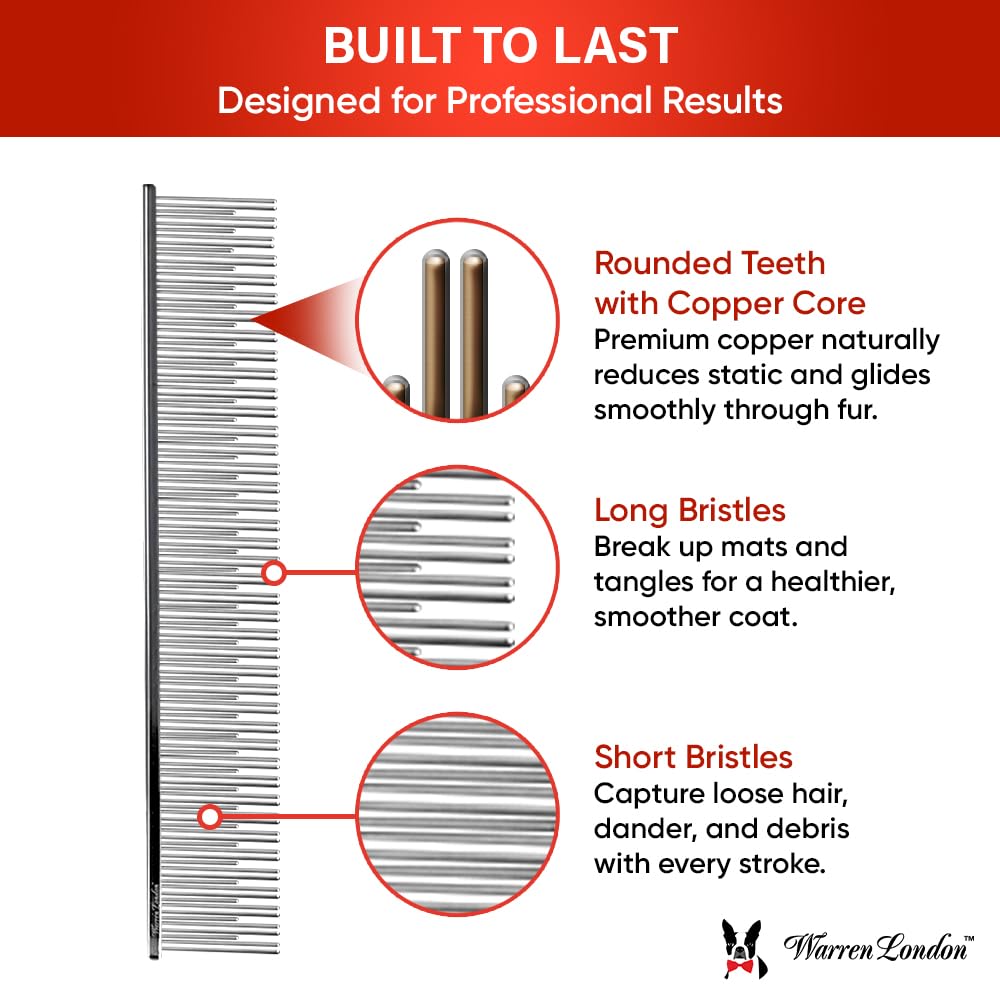 Warren London Carding Pro XL Comb used on a dog for smooth fur.