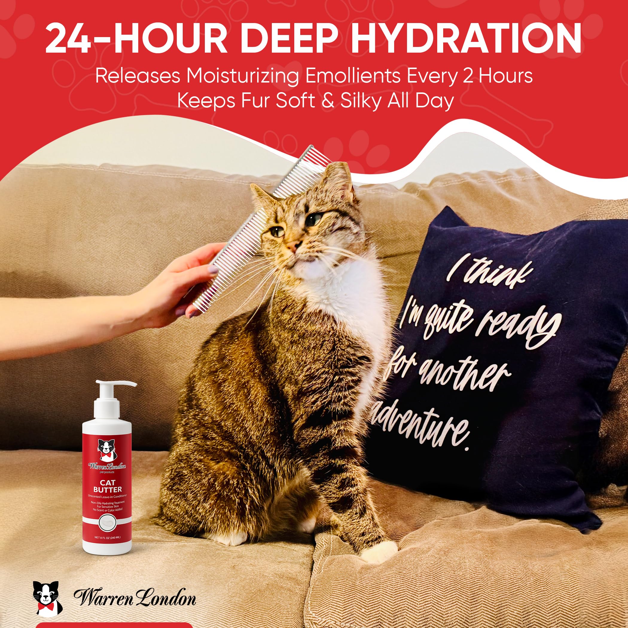 Warren London Cat Hydrating Butter lightweight formula absorbs with no residue.