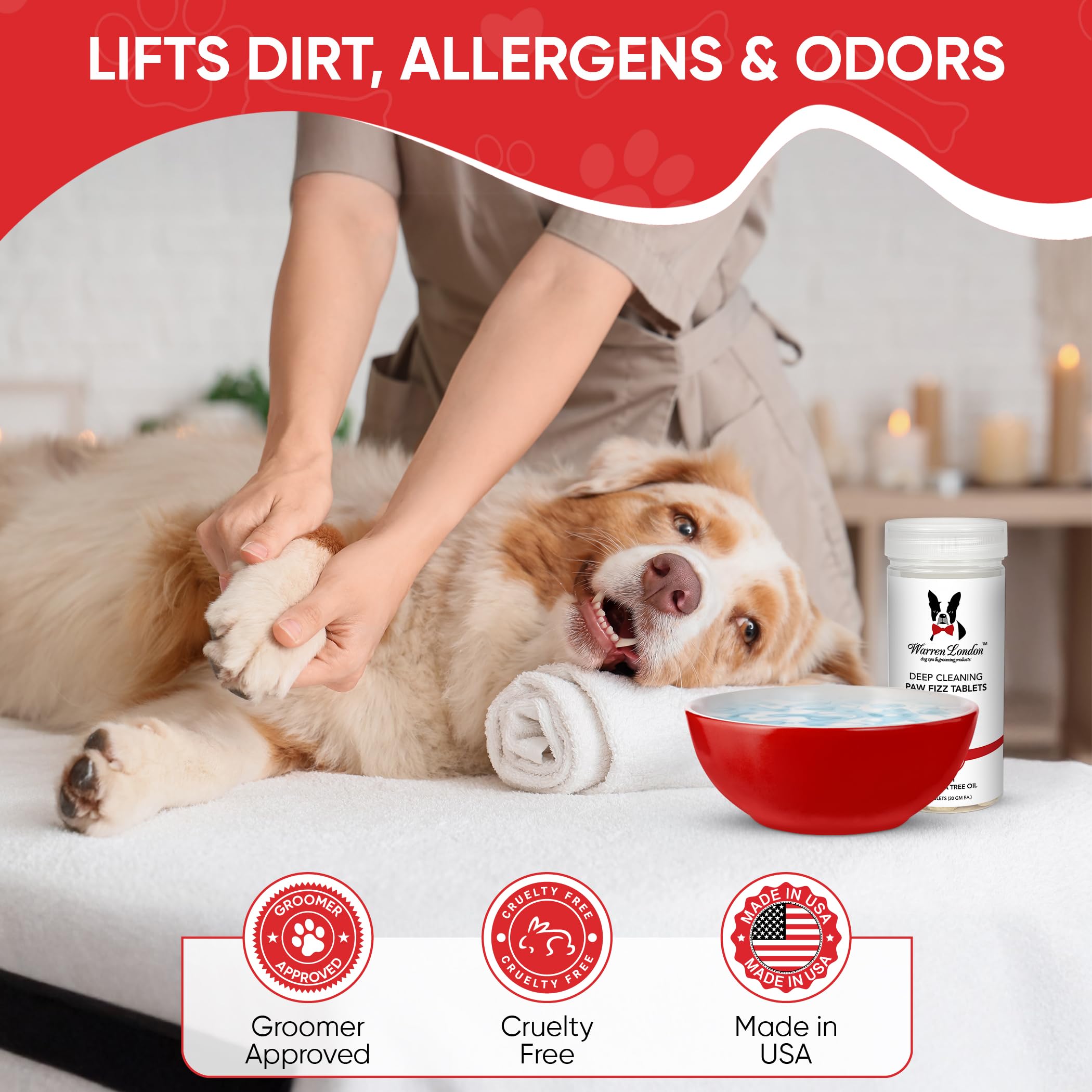 Warren London Paw Soak with Aloe Vera moisturizes and conditions rough paw pads