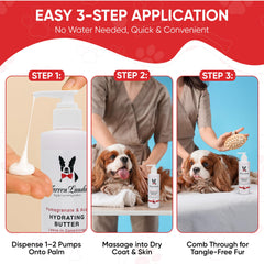Detangling dog hair with Warren London Hydrating Butter.