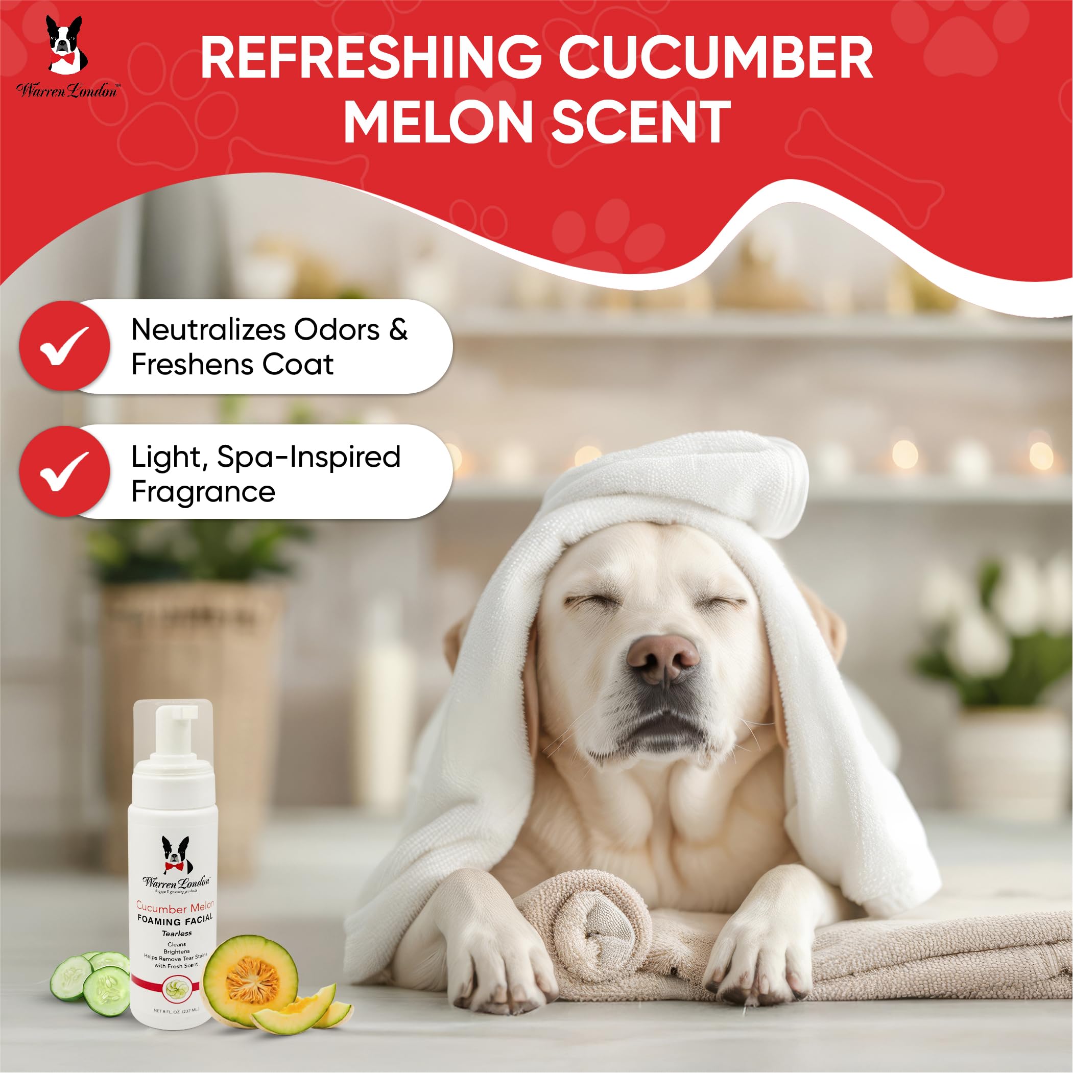 Warren London dog eye stain remover wash for facial fur safely.
