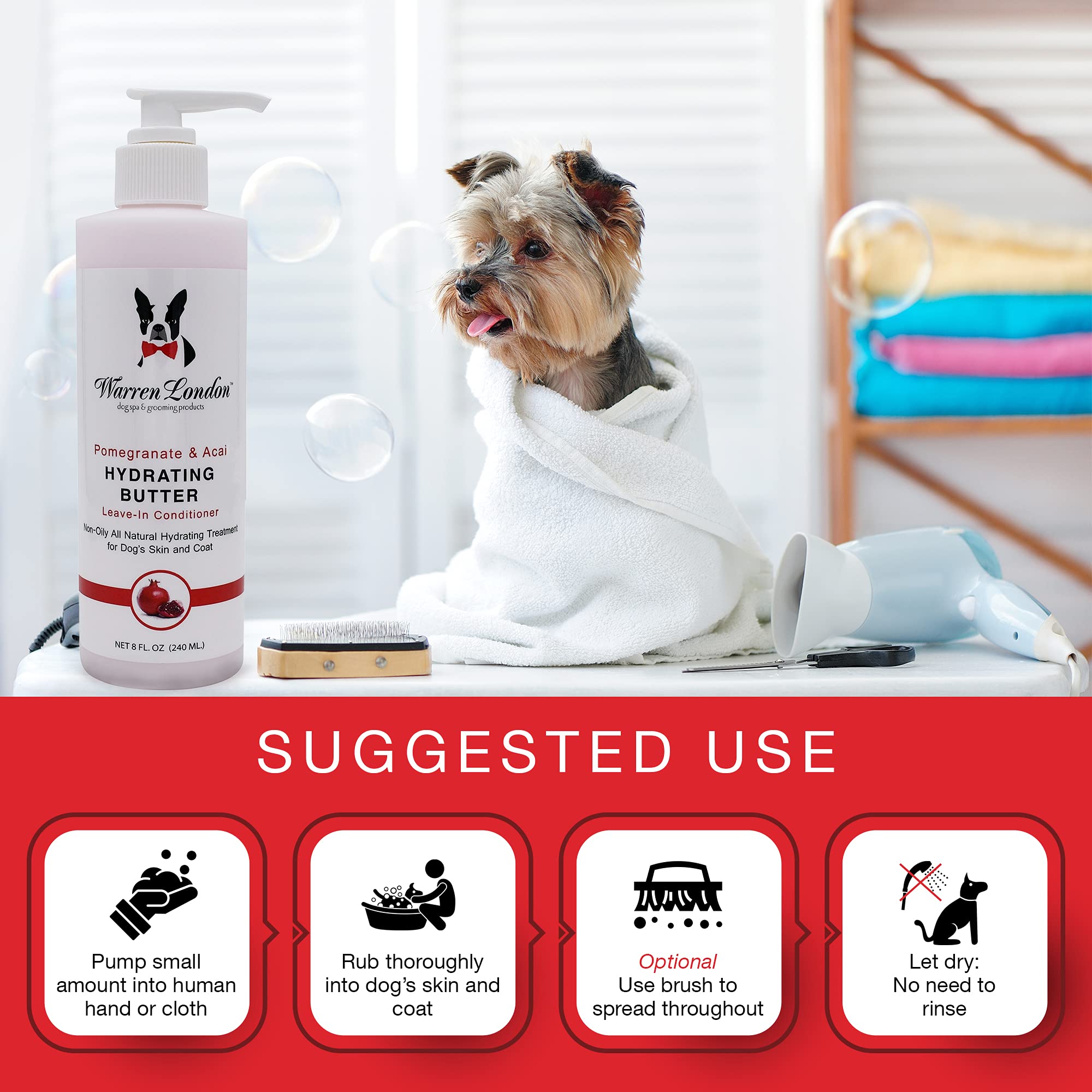 Warren London fragrance note provides a pleasant, fresh scent for dogs.