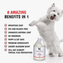 Warren London Magic Bright Dog Shampoo rinse demonstrates easy removal and gentle care.