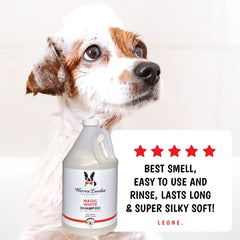 Warren London Magic Bright Dog Shampoo soft-coat reveals silky, smooth fur after use.