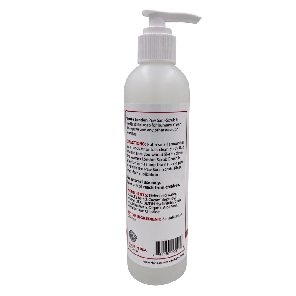 Product in use, cleaning paws and nails with Warren London Paw Scrub.