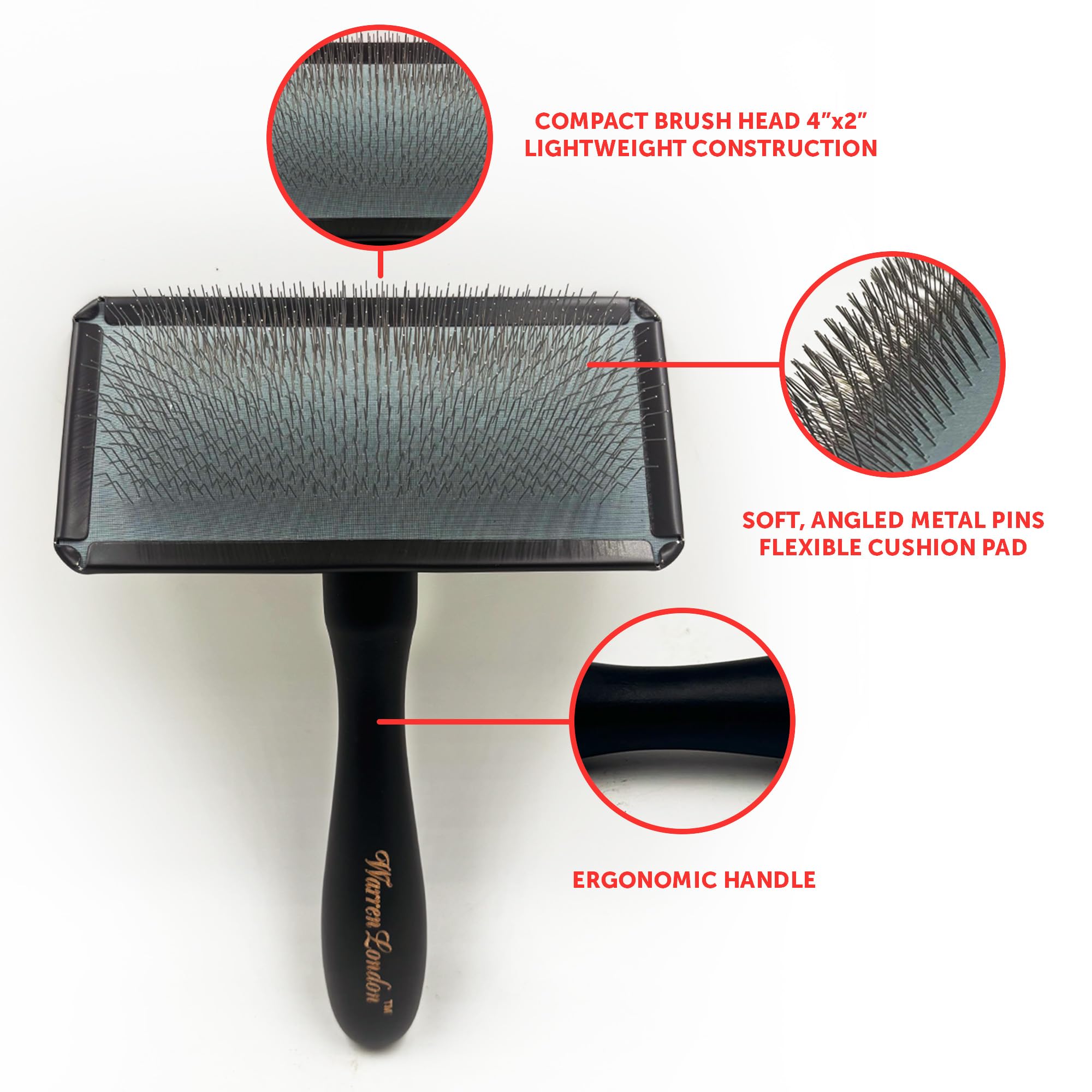 Warren London Soft pins angled for gentle grooming on fine coats.