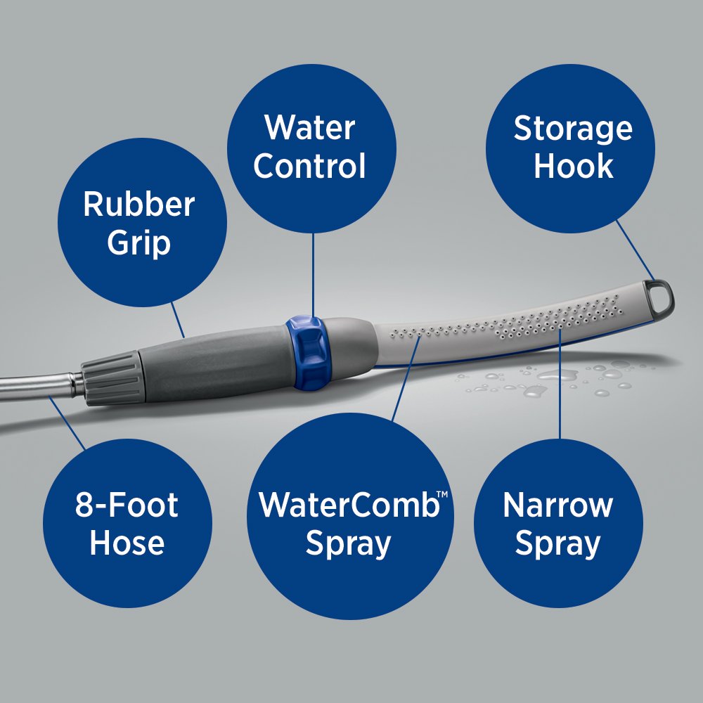 Narrow spray mode focuses on delicate areas for gentle cleaning