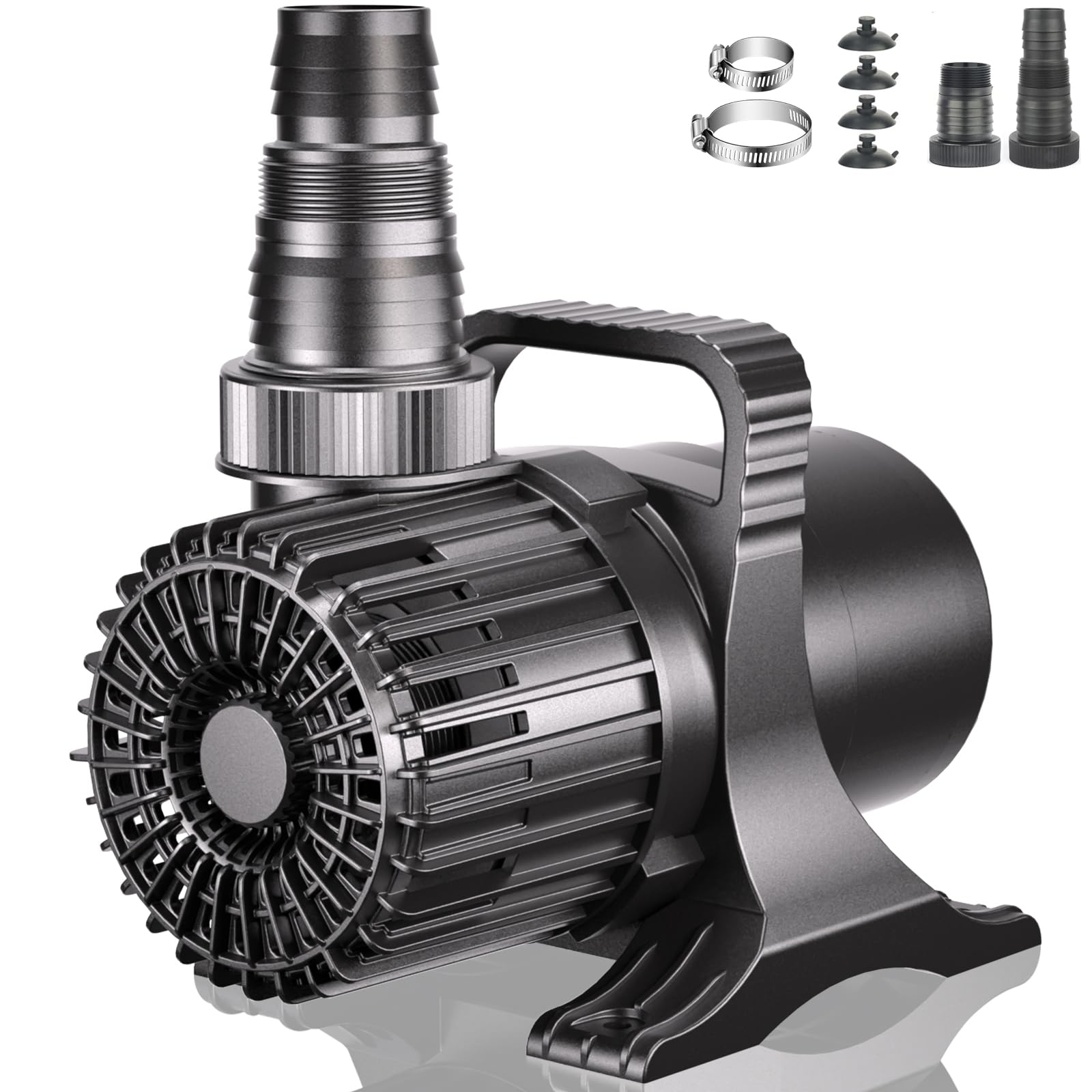 WaterRebirth 5700GPH-305W pump front view for garden pond aeration and fountain flow.