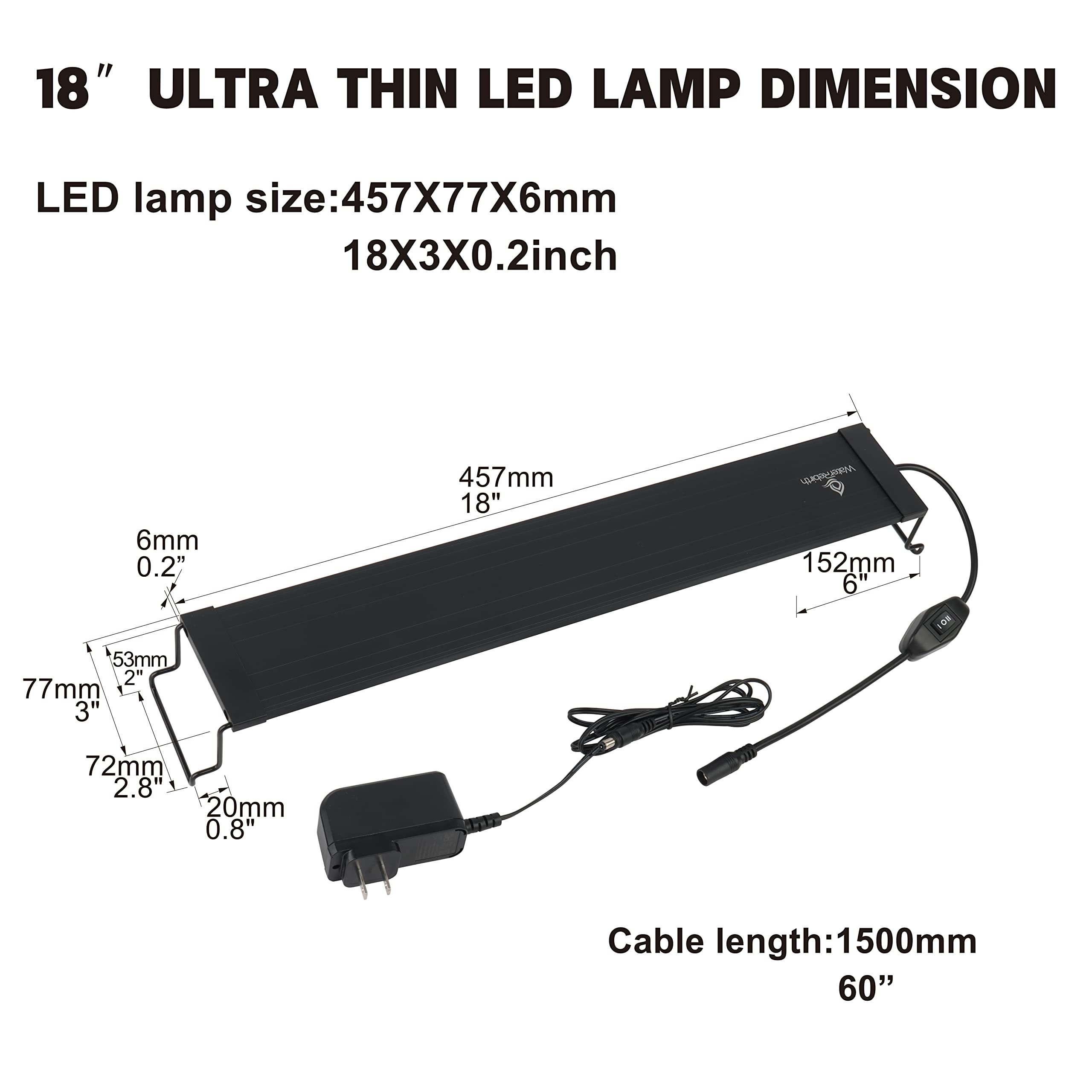 WaterRebirth bright LED light clearly illuminates plants and fish throughout the tank.