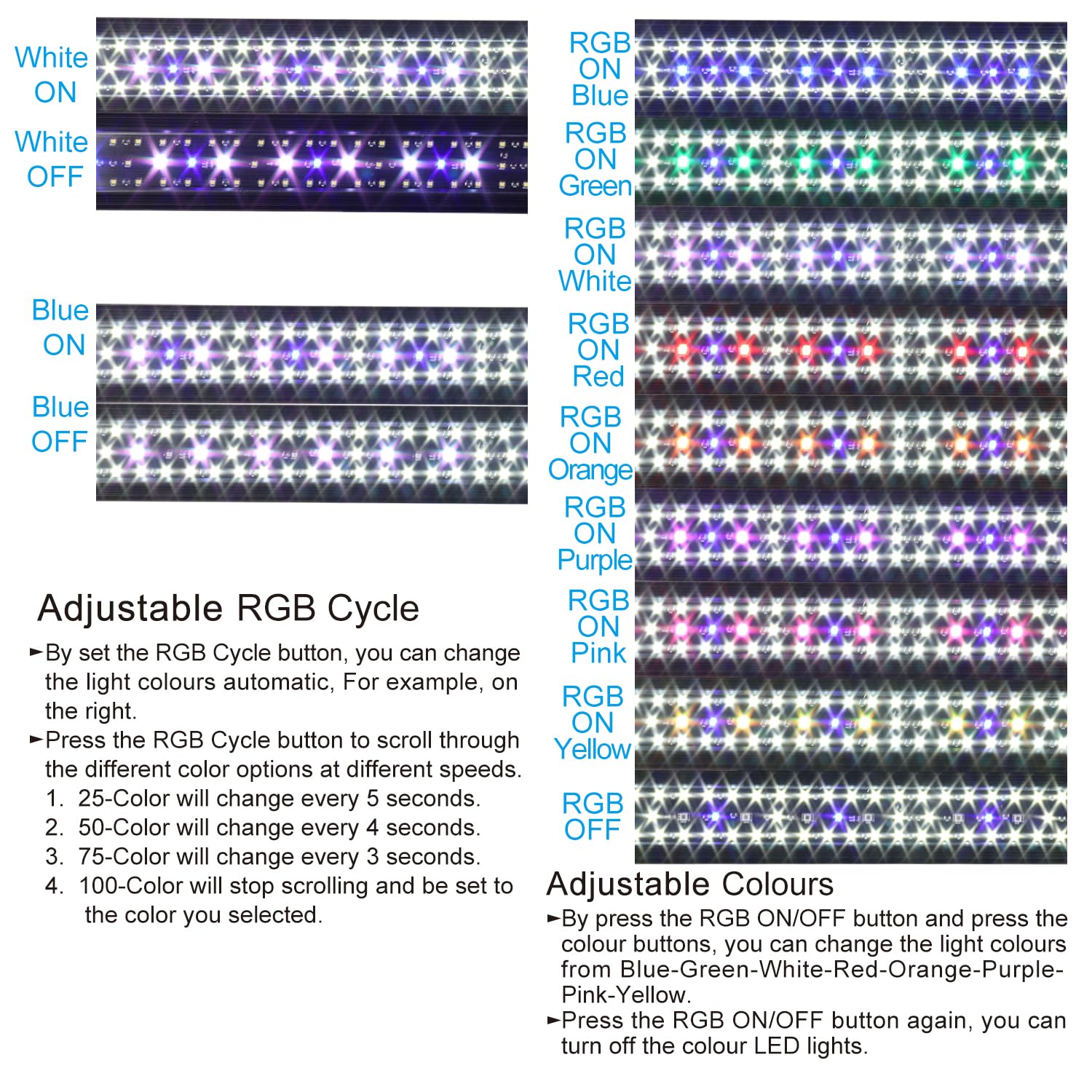 WaterRebirth compatible 10-55 gallon aquarium light for mid-sized tanks