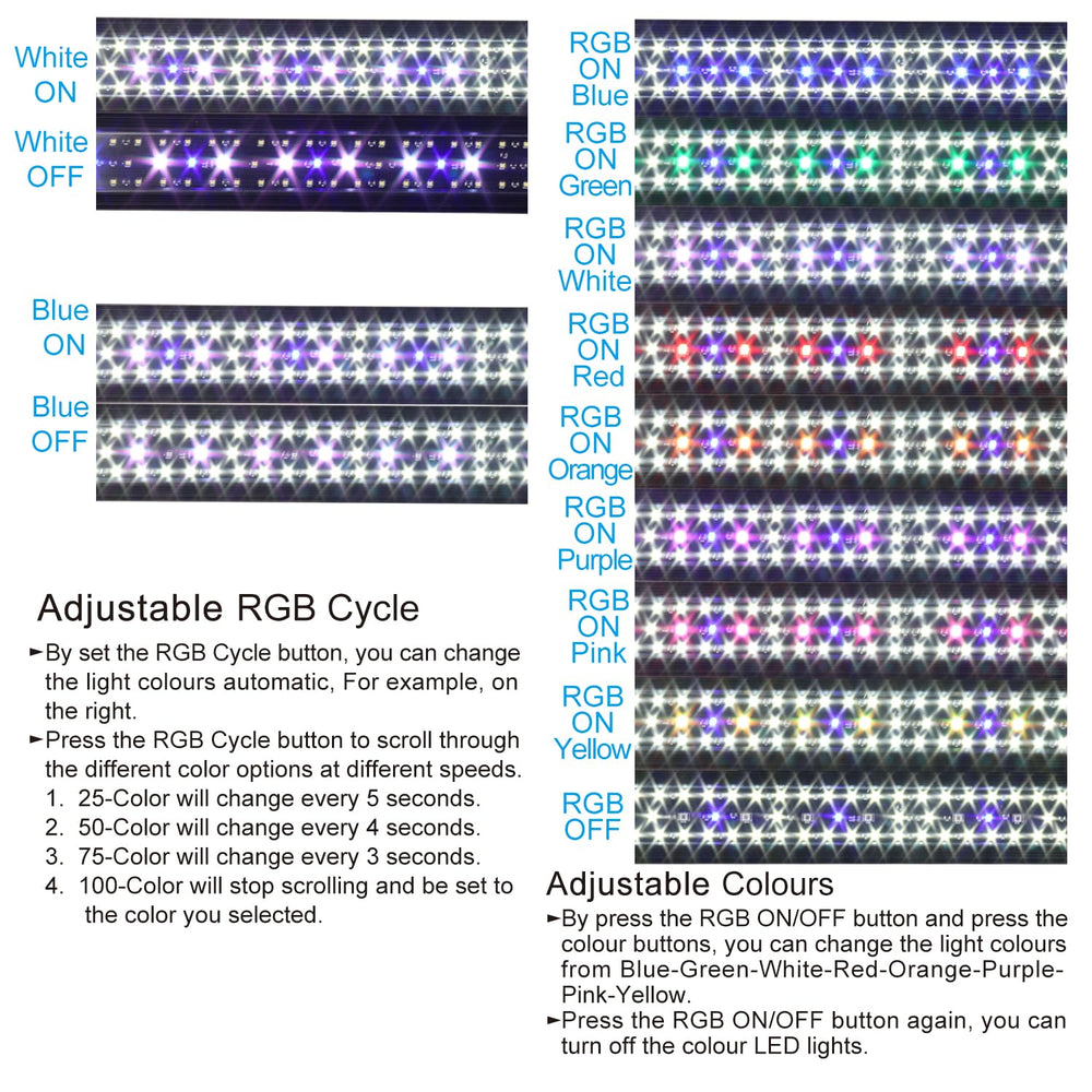 WaterRebirth compatible 10-55 gallon aquarium light for mid-sized tanks