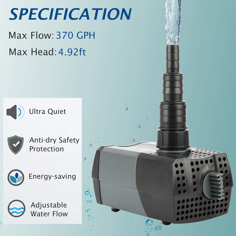 WaterRebirth HSUP-1400F jet fountain demonstrates adjustable spray for decorative features